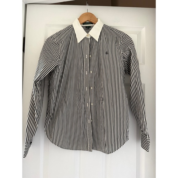 Ralph Lauren Tops - Vintage Womens Ralph Lauren Striped Button Down Preppy Classic Minimalist Luxury